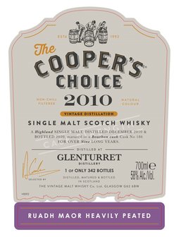 Cooper&#039;s Choice Glenturret 9YO Ruadh Maor Heavily Peated Whisky 58% 70cl