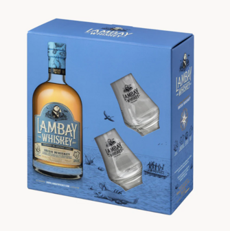 Lambay Irish Whiskey - Cognac Cask Finish + 2 glazen - Giftbox - 40% - 70cl