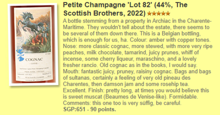 Cognac Lot 82, Petite Champagne Scottish Brothers - 44% - 70cl